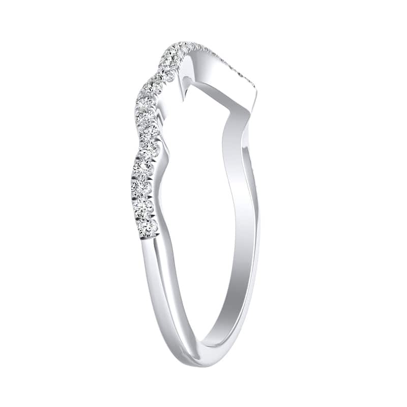 Auriya Curved 1/6ctw Round Diamond Wedding Band 14k Gold