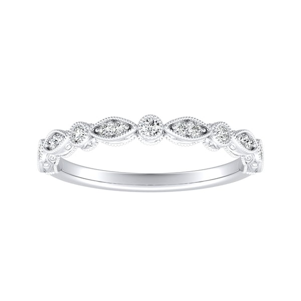 Auriya 1/8ctw Vintage Diamond Wedding Band Platinum Stackable