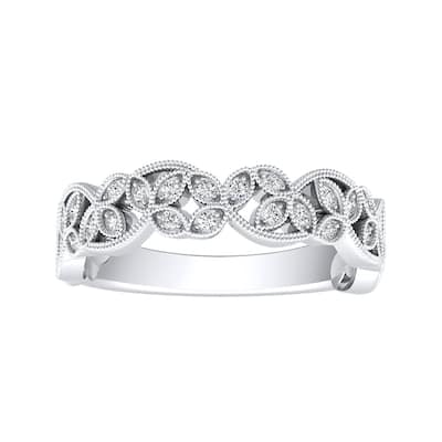 Auriya Floral Vintage 1/8ctw Diamond Wedding Band 18K Gold