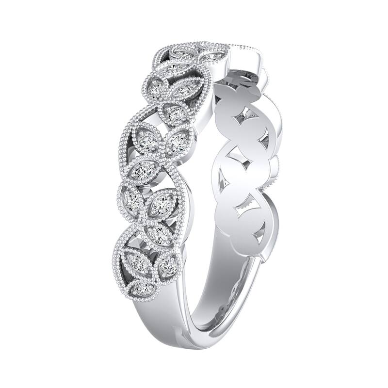 Auriya Vintage Floral 1/8ctw Diamond Wedding Anniversary Band 14k Gold
