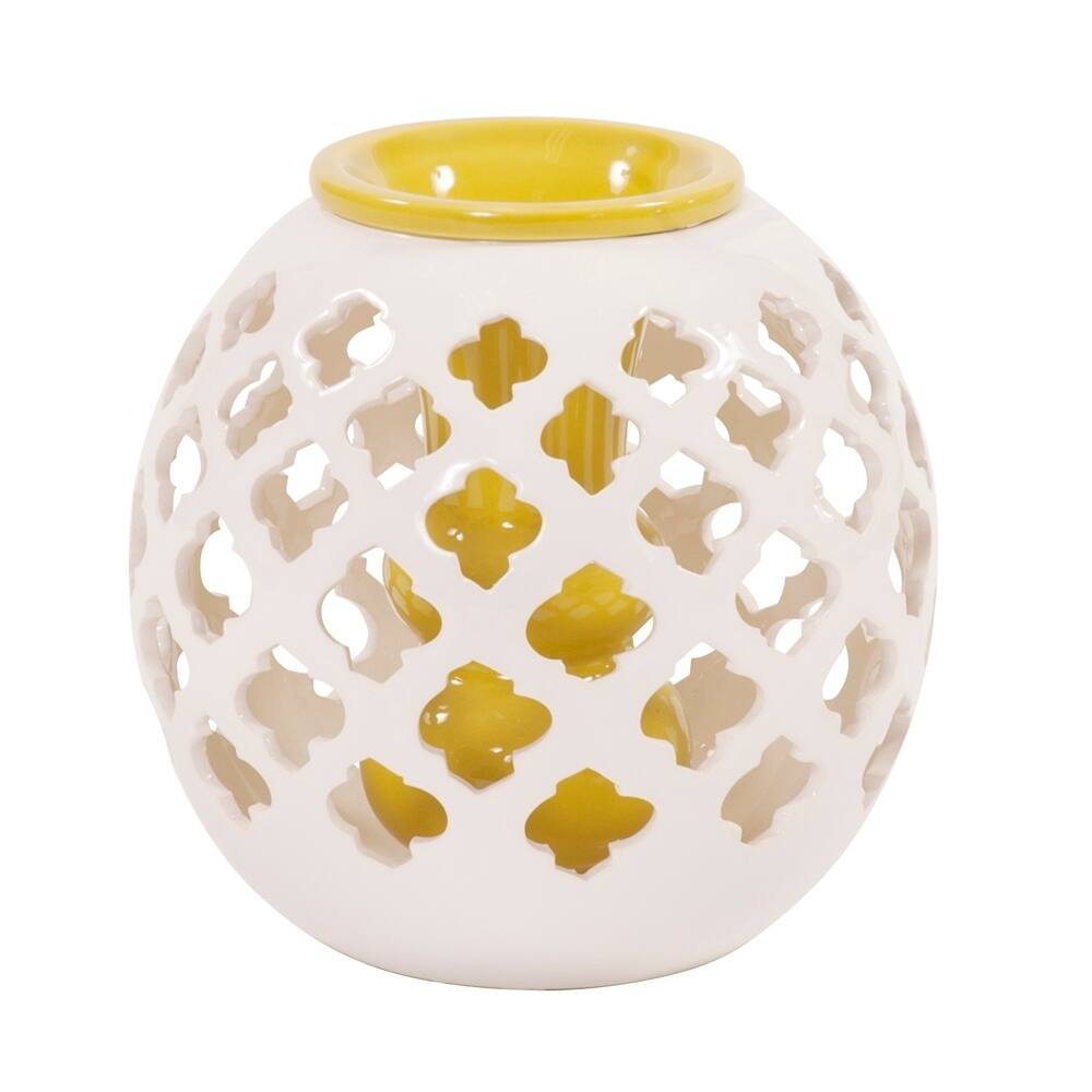 Ceramic Round White Lattice Vase