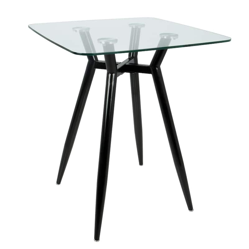 Carson Carrington Valbyte Mid-Century Modern Square Counter Table - N/A - Clear Glass/Black Metal