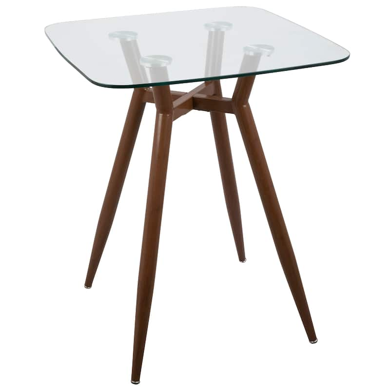 Carson Carrington Valbyte Mid-Century Modern Square Counter Table - N/A - Clear Glass/Walnut Metal