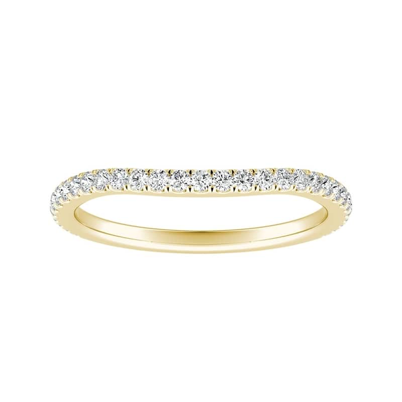 Auriya 18k Gold 1/3ctw Women's Curved Diamond Wedding Band