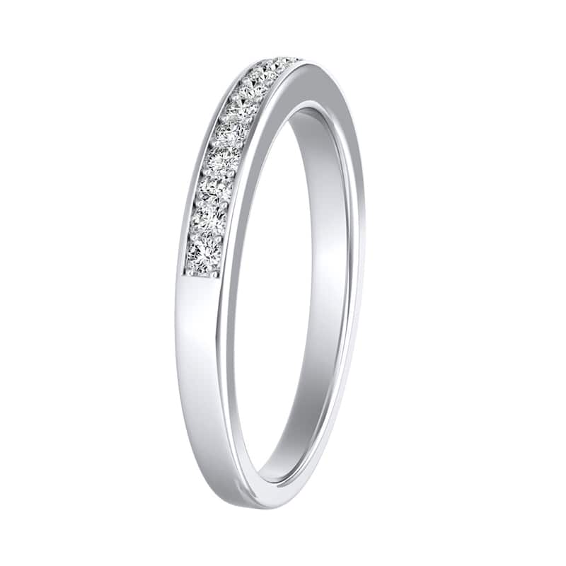 Auriya Platinum Stackable 1/5ctw Round Diamond Wedding Band