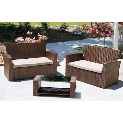 Prima 3 piece outdoor patio set - 2 sofas, 1 coffee table
