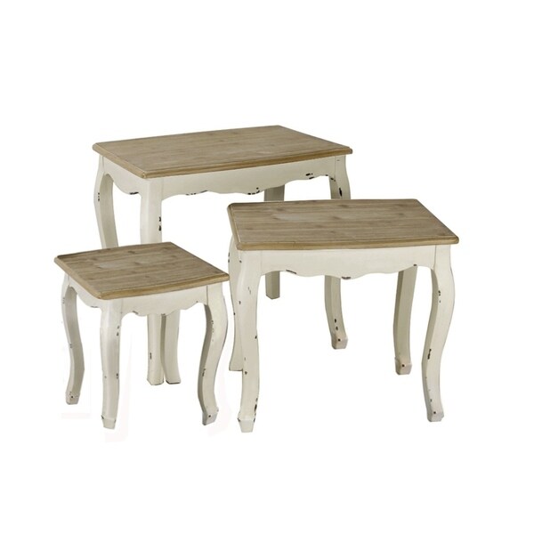 Jeco Brown White Wood 3 Piece Nesting Table Set Ships To Jeco Brown White Wood 3 Piece Nesting Table Set