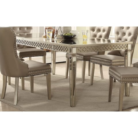 Acme Kacela Glam Mirrored Dining Table in Champagne