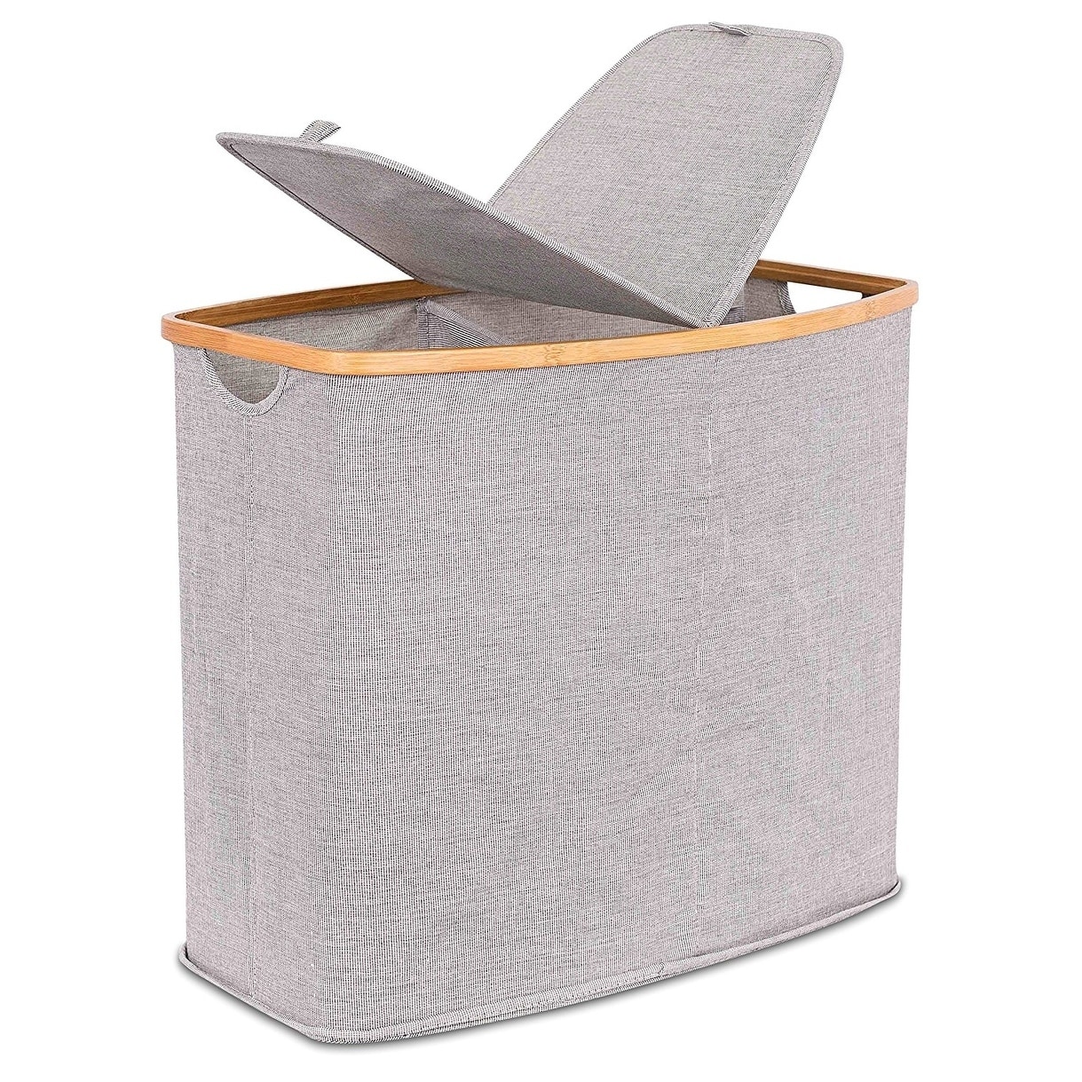 NEW Large Foldable Bamboo Laundry Bin Basket Hamper Linen Cloth Washing Box Lid 