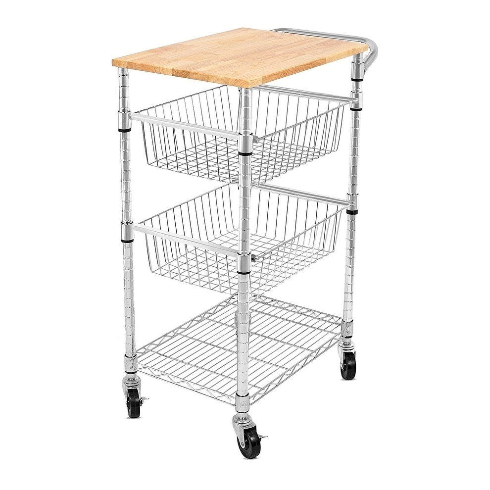 Shop Internet S Best 3 Tier Kitchen Cart With Wire Baskets