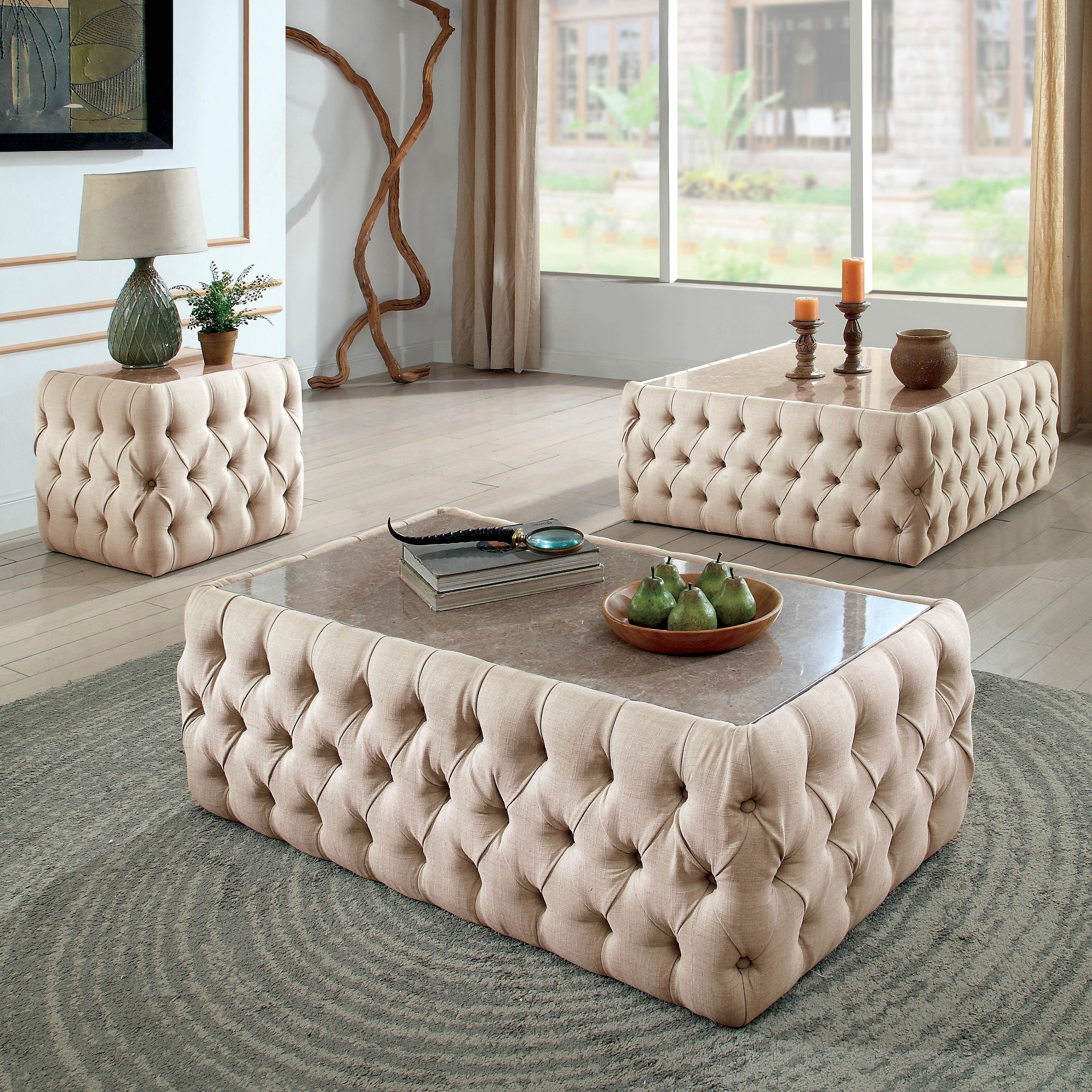 Furniture Of America Elis Transitional Beige Fabric Coffee Table Furniture Of America Elis Transitional Beige Fabric Coffee Table