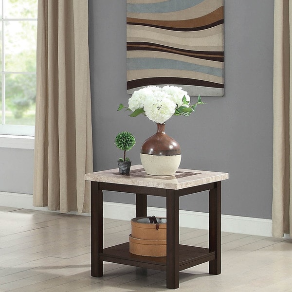 Calgary Transitional Dark Walnut Genuine Marble End Table By Calgary Transitional Dark Walnut Genuine Marble End Table By Foa On Free Shipping Today 20853036