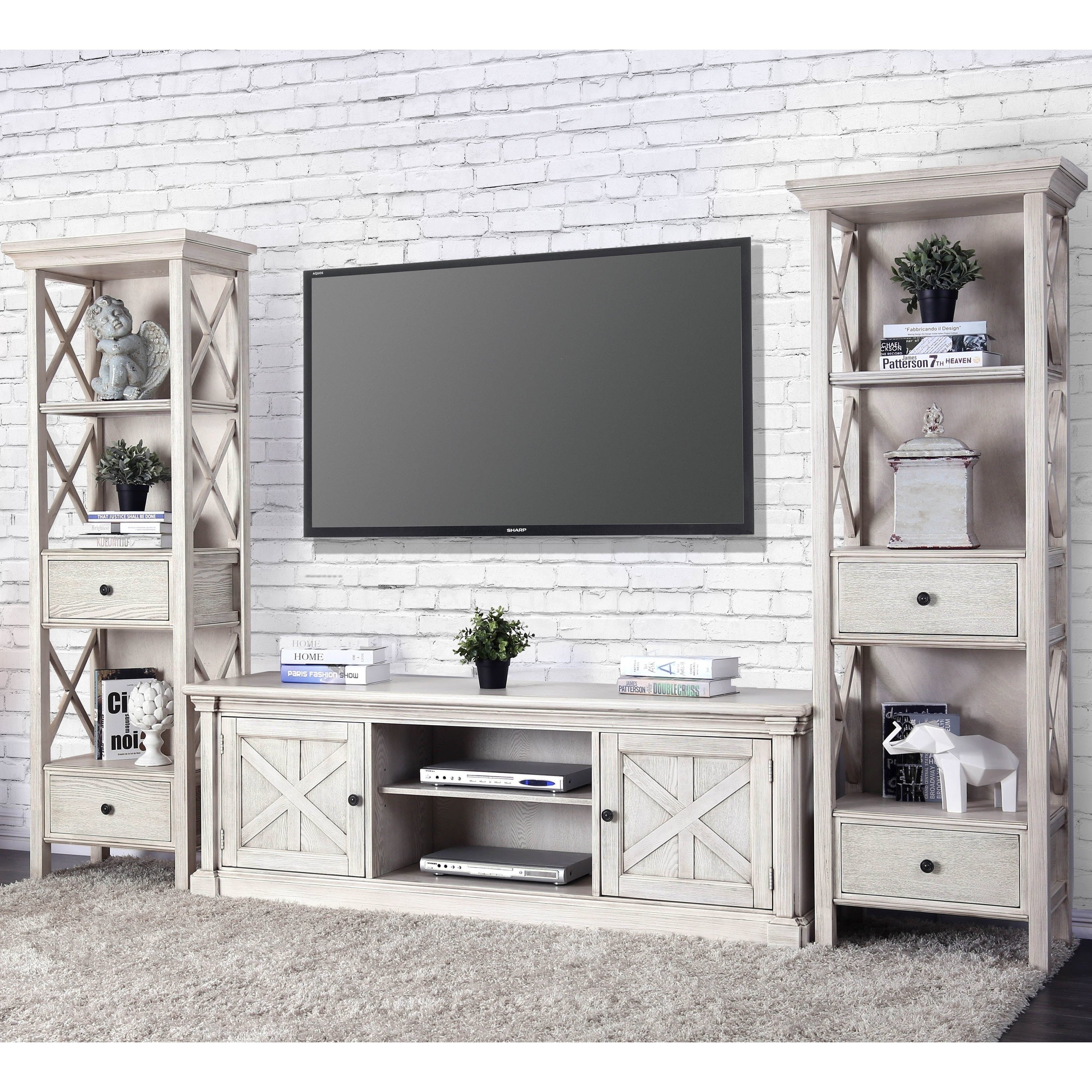 Shop Furniture Of America Lyle Rustic White Solid Wood 2 Cabinet
