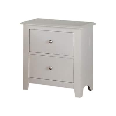 Pine Wood Night Stand with 2 Drawers, White