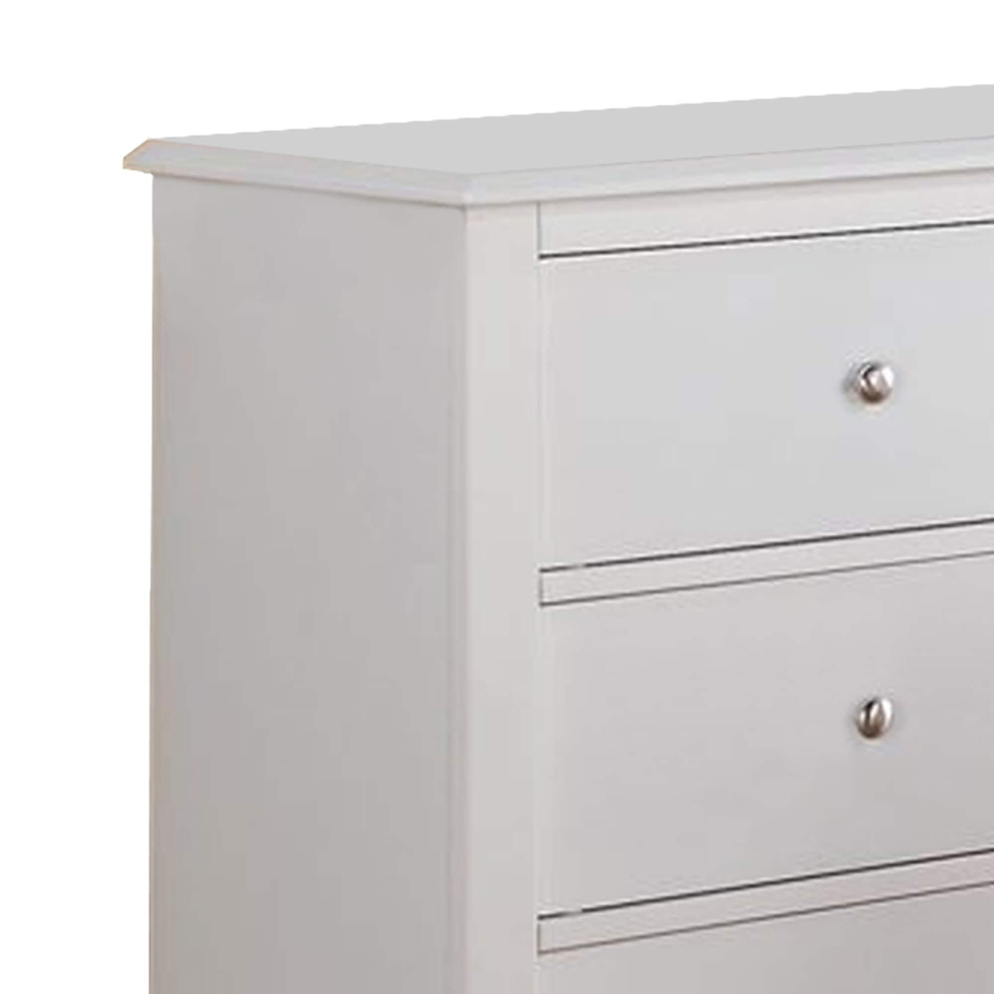 Shop Pine Wood 6 Drawer Dresser With Silver Knobs White