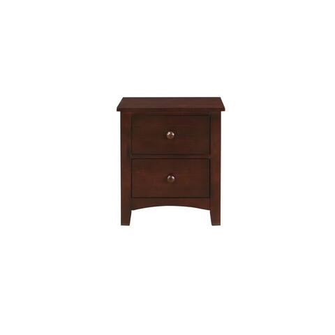Modern Pine Wood 2- Drawer Night Stand,Brown