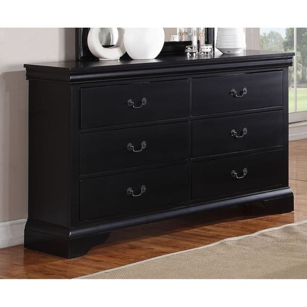Shop Pine Wood 6 Drawer Dresser Black Overstock 20855273
