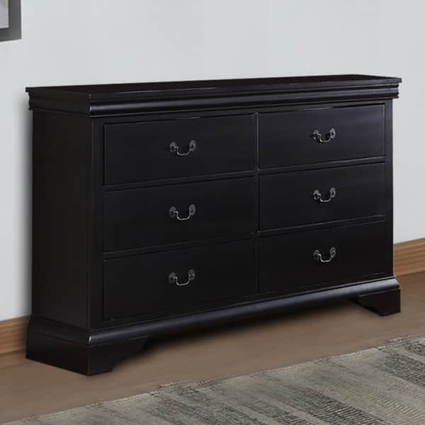 Shop Pine Wood 6 Drawer Dresser Black Overstock 20855273