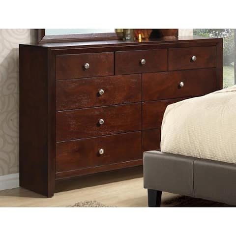 Functionally Stylized Rubber Wood & Okuome Veneer Dresser, Brown