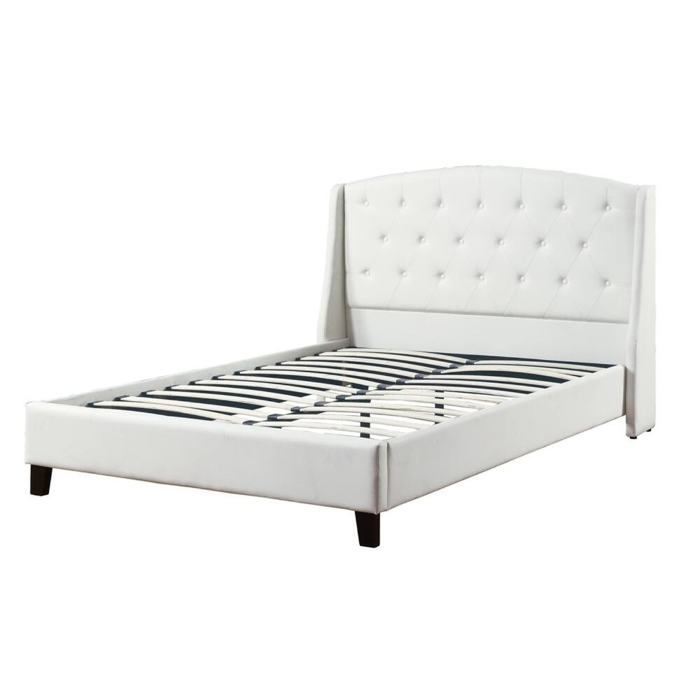 Wonderful Ca King Bed,White Bonded Leather