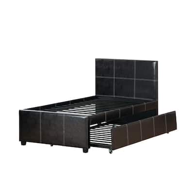 Commodius Full Bed Witht Rundle Espresso Faux Leather,Brown