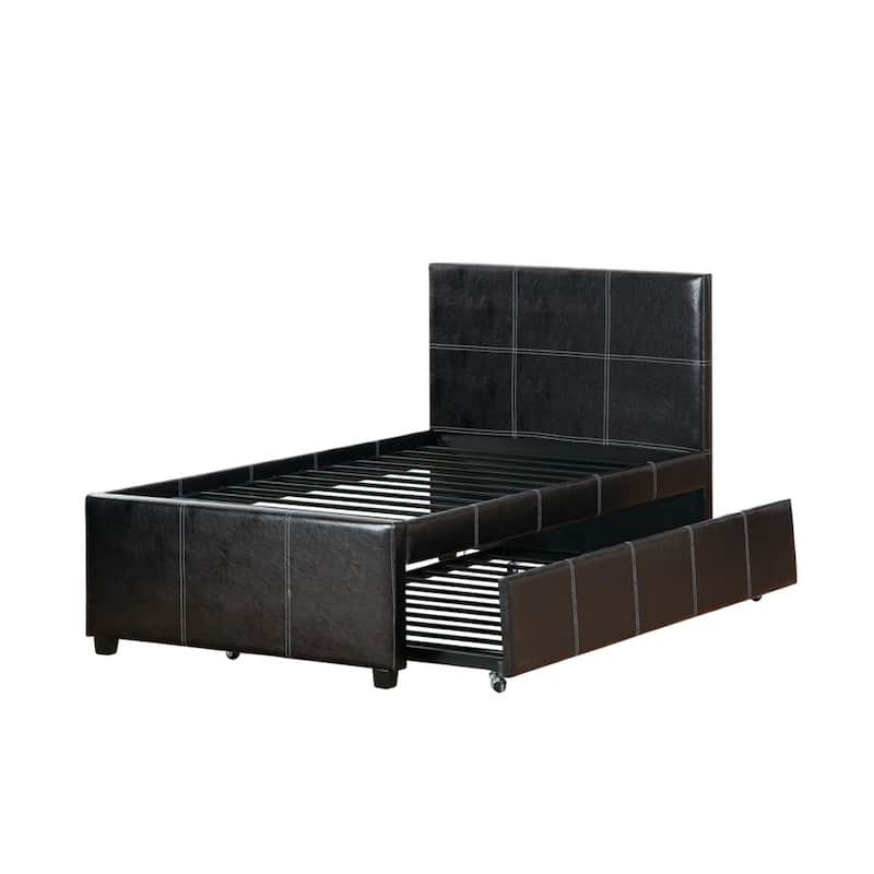 Commodius Full Bed Witht Rundle Espresso Faux Leather,Brown