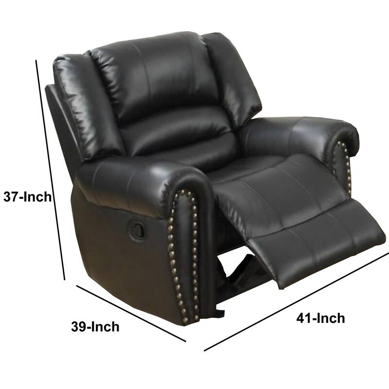 Immense Relief Bonded Leather & Plywood Recliner/Glider, Black