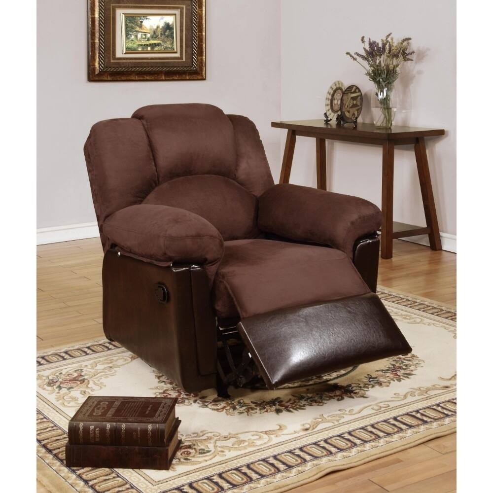Hardwood Microfiber Rocker/Recliner, Brown