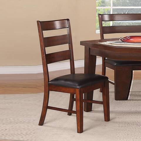 Solid Wood Side Chairs with Ladder Back Set of 2 Brown