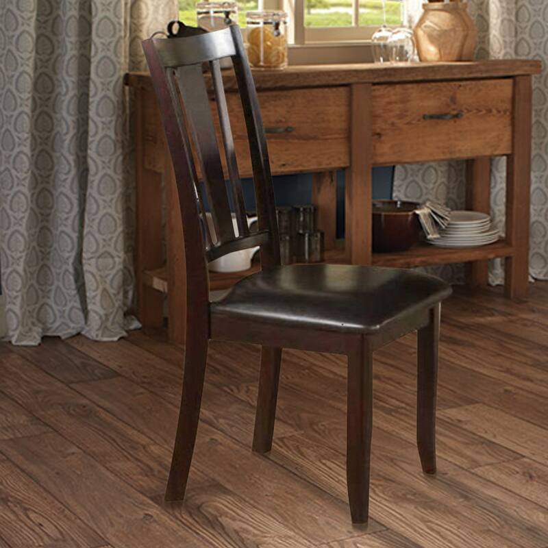 Contemporary Rubber Wood Dining Chair With Upholstered Seat, Set Of 2,Brown