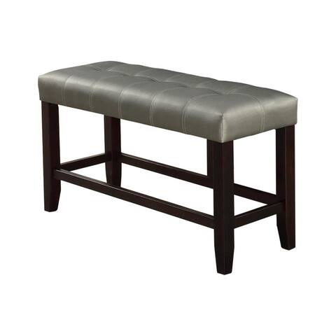 Tufted High Bench With Tapered Legs Silver and Brown