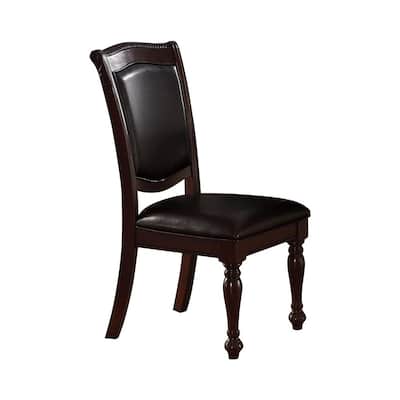 Set of 2 Rubber Wood Traditional Dining Chair, Dark Brown and Black