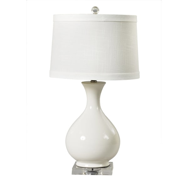 Fangio Lighting's #8728WHT 25 in. Smooth Vase White Ceramic & Clear Acrylic Table Lamp