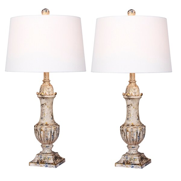 2 luxury lamps! Fangio Lighting's #6245AI-2PK 29.5 in. Distressed Decorative Urn Resin Tables Lamp in Antique Ivory