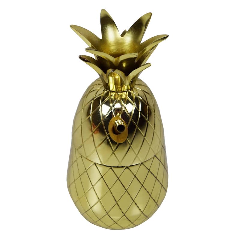 Brass Gold Pineapple Tumbler Shaker Mug with Straw and Rubber Seal