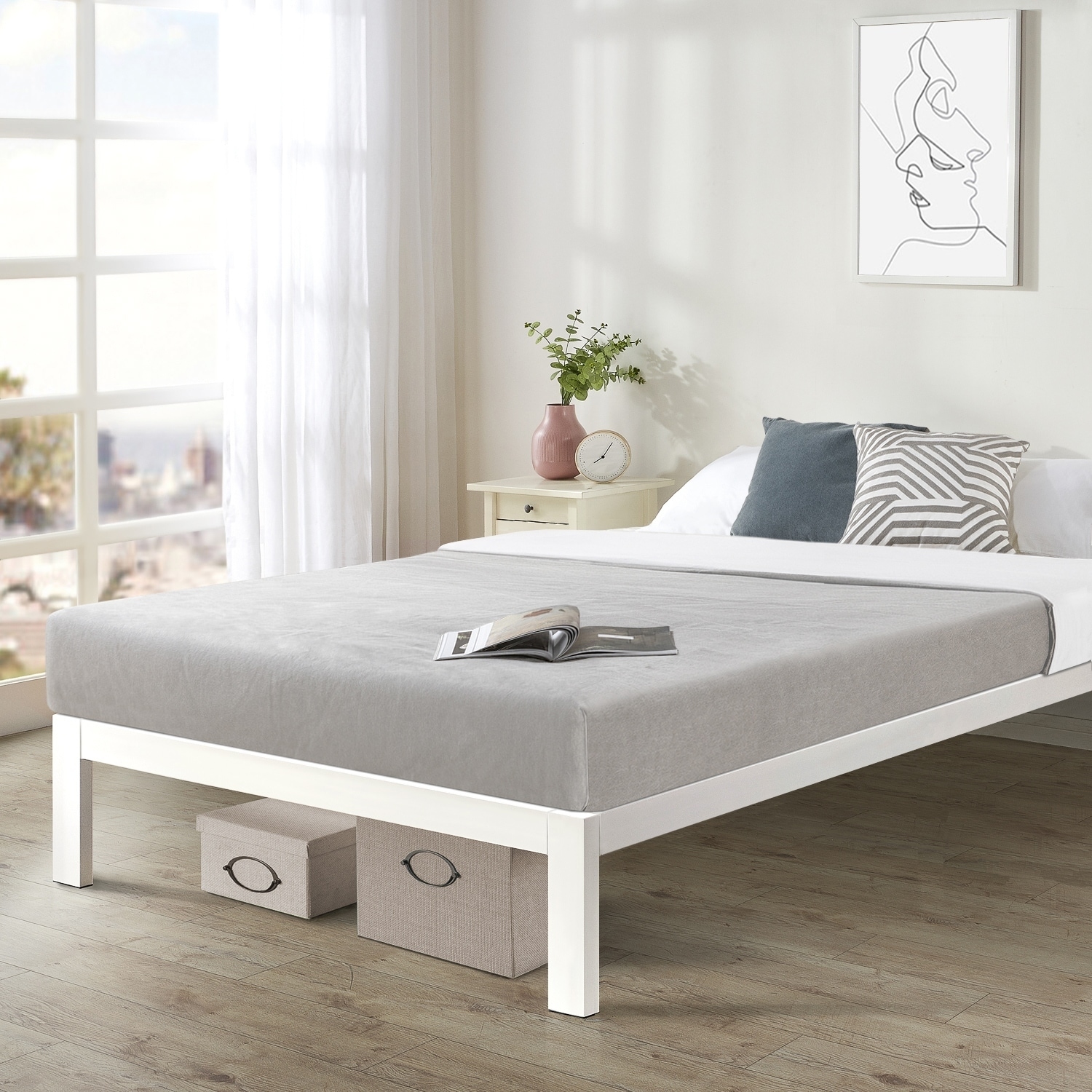 Shop For California King Size Bed Frame Heavy Duty Steel Slats Platform Series Titan C White Crown Comfort Get Free Delivery On Everything At Overstock Your Online Furniture Shop Get 5 In Rewards With Club O 20859134