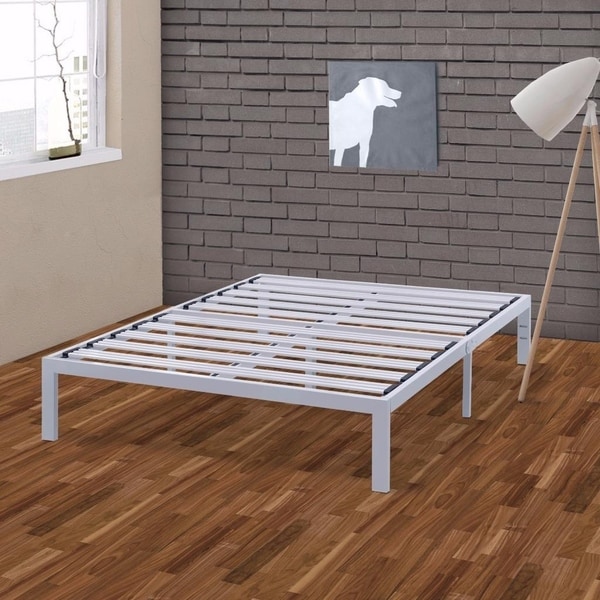 Queen Size Heavy Duty Bed Frame Steel Slat Platform Series Queen Size Heavy Duty Bed Frame Steel Slat Platform Series An E White