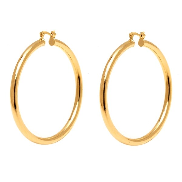 Gold Plated 50mm Hoop Earrings On Free Shipping Gold Plated 50mm Hoop Earrings