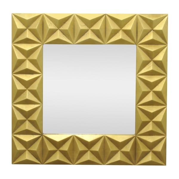 33.5 in. Three Hands Wood Mirror - Gold - 33.5 X 2 X 33.5