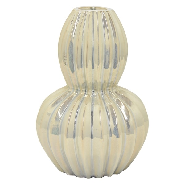15 in. Three Hands Ceramic Vase-Ivory