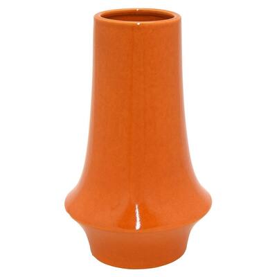 12.25 in. Three Hands Orange Ceramic Vase