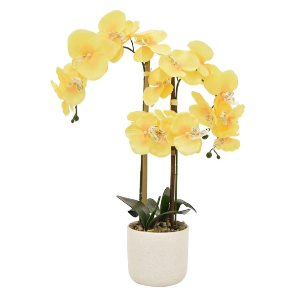 24 Three Hands Faux Orchid Flower Pot Yellow Free 24 Three Hands Faux Orchid Flower Pot Yellow