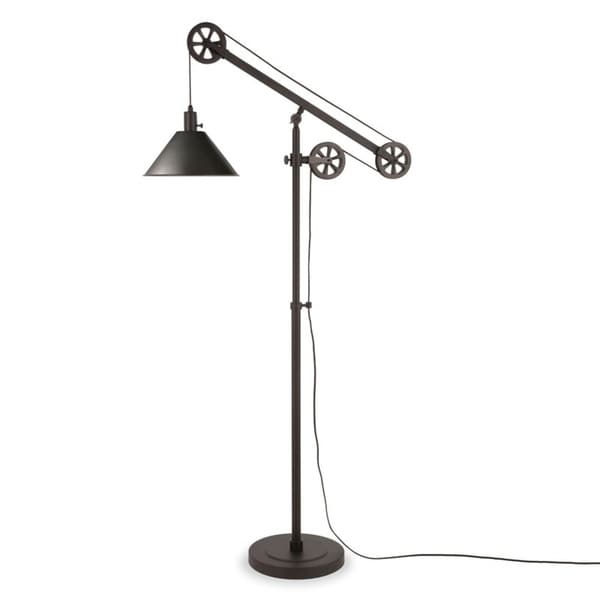 Devonshire floor lamp in blackened bronze with pulley system