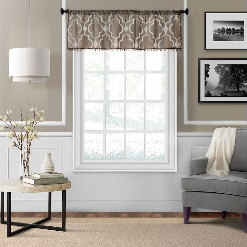 Elrene Montego Sheer Beaded Window Valance - 52" w x 15" l - 52" w x 15" l
