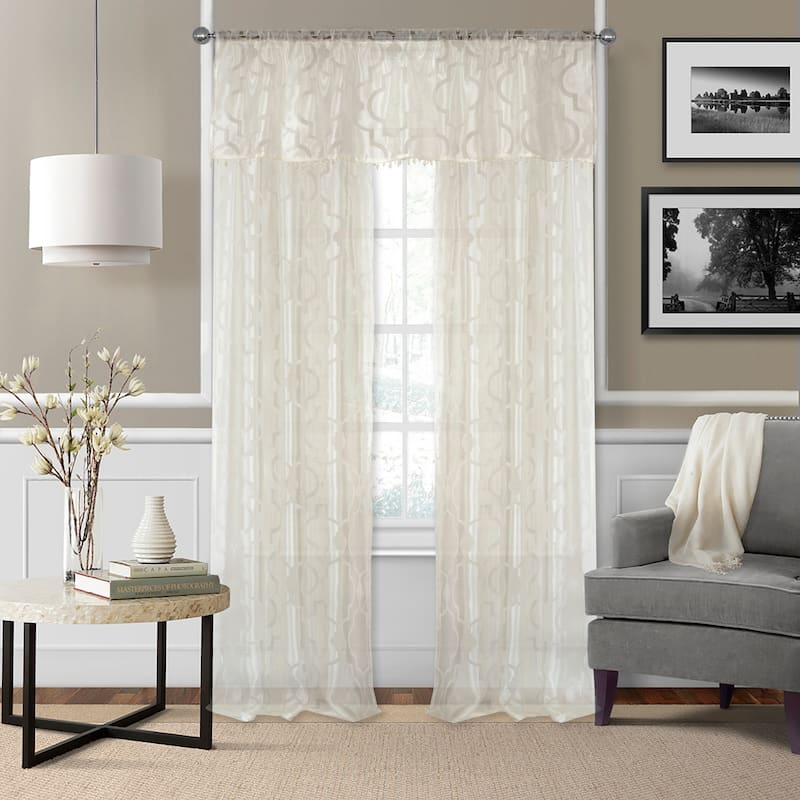 Elrene Montego Sheer Beaded Window Valance - 52" w x 15" l - 52" w x 15" l