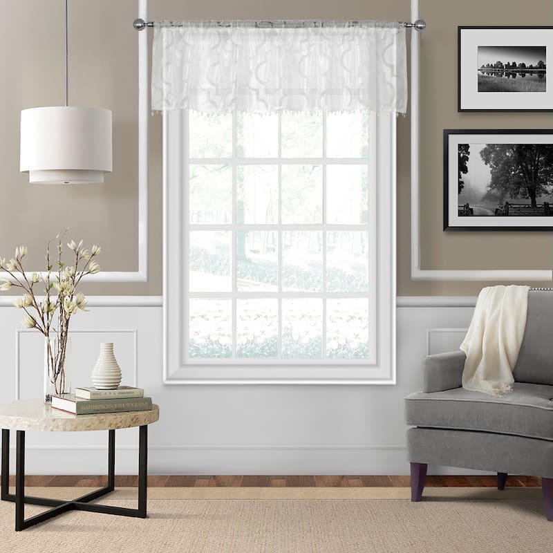 Elrene Montego Sheer Beaded Window Valance - 52" w x 15" l - 52" w x 15" l
