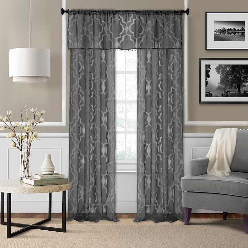 Elrene Montego Sheer Beaded Window Valance - 52" w x 15" l - 52" w x 15" l