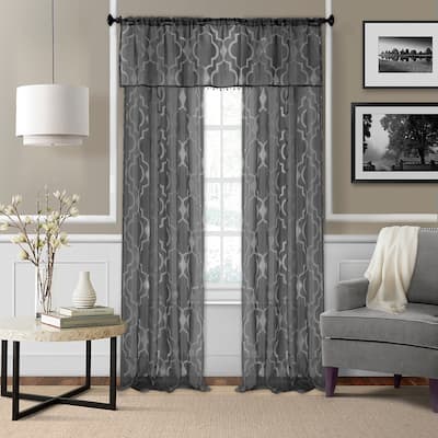 Elrene Montego Sheer Beaded Window Valance - 52" w x 15" l - 52" w x 15" l