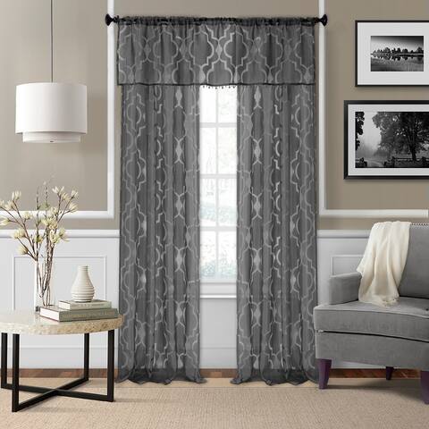 Elrene Montego Sheer Beaded Window Valance - 52" w x 15" l - 52" w x 15" l