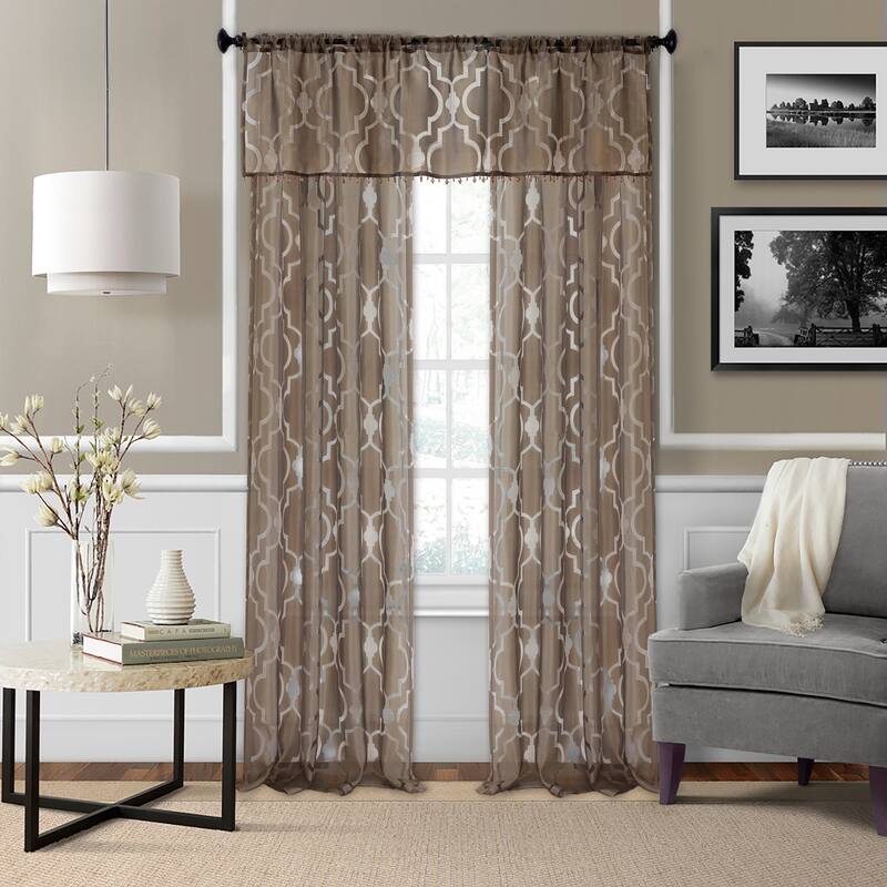 Elrene Montego Sheer Beaded Window Valance - 52" w x 15" l - 52" w x 15" l